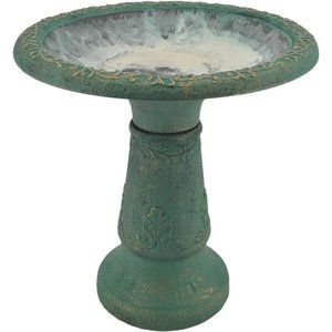 Fiberclay Birdbath, Green, 19.5" x 11.5" x 20.5", 19.5 by 11.5 by 20.5-Inches